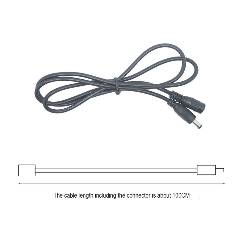 Litever Extension Cable 20 awg 3.3 ft, Extra for Litever LL-008 Series Under Cabinet Lights.5.5mm x 2.1mm DC Plugs, Male to Female, for 5~24VDC LED Light Strips, CCTV; Extension Jumper Cord-(4-Pack) - Image 2